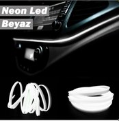 Resim Neon Beyaz Torpido Ledi Araç İçi Renkli Neon Şerit İp 2 Metre 