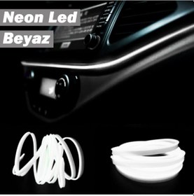 Resim Neon Beyaz Torpido Ledi Araç İçi Renkli Neon Şerit İp 2 Metre 