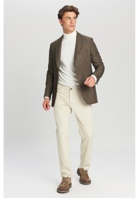 Resim AC&Co / Altınyıldız Classics Erkek Hakı Slim Fit Dar Kesim Mono Yaka Kapak Cepli Blazer Ceket Hakı 