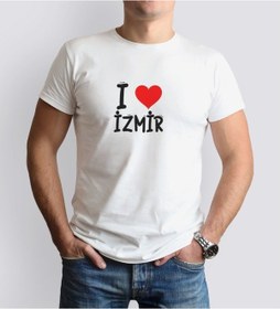 Resim Bk Gift I Love Izmir Tasarımlı Erkek Yuvarlak Yaka Tişört-1 