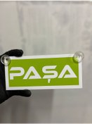 Resim Yeşil Renk Üzeri Beyaz Renk Paşa Yazılı Vantuzlu Cam Süsü 