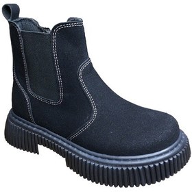 Resim Ortopedikal 1087 Filet Unisex Erkek Ve Kız Çocuk Bot Siyah Süet Yanı Lastikli Ve Fermuarlı Anatomik Siyah 