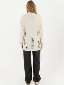 Resim Soul Kadın Yırtıklı Triko Tunik - 32034TUN - BEIGE 