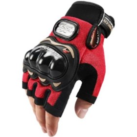 Resim Tcherchi Nefes Alabilir Karbon Fiber Motosiklet Açık Hava Eldivenleri Kırmızı - Siyah 