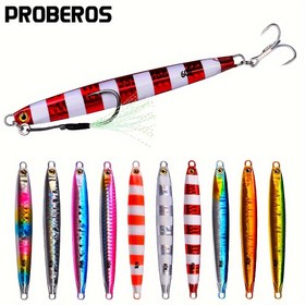 Resim Proberos 1 adet Tuzlu Su Jigging Yemi, Karışık Renk, Kurşun Gövde, Korozyon Önleyici Bölünmüş Halka, 3D Simülasyon Gözleri, Üst Düzey Altın Damgalama Kağıdı, Hız ve Yavaş Jigging, Atış ve Dikey Jigging için Balıkçılık Takımı 