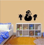 Resim habune Mutlu Kardan Adam Ve Çocuklar Silüeti Dekoratif Çocuk Odası Duvar Sticker, Çıkartma, Etiket 