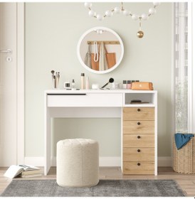 Resim Paris Makyaj Masası Aynalı Çekmeceli Şifonyer Sepet-beyaz 