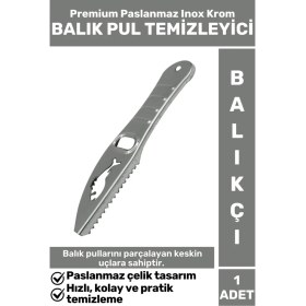 Resim Premium Yüksek Kaliteli Dayanıklı Paslanmaz Inox Krom Balıkçı Avcı Balık Pulu Temizleyici 