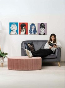 Resim Gazzini Furniture Velluto Lungo Lounge Gül Kurusu Puf - 90cm Oval Dekoratif Puf Koltuk 