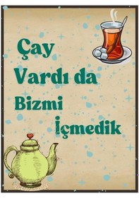 Resim Çay Vardıda İçmedik Mi Ahşap Retro Vintage Poster 