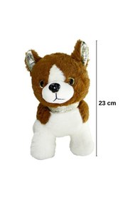 Resim Peluş Köpek Oyuncak - 23 Cm Pullu Detaylı Uyku Ve Oyun Arkadaşı Beyaz - Kahverengi 