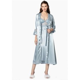 Resim Pierre Cardin 6'Lı Uzun Gecelik Sabahlık Set 6025 Mist Rengi (546534717) 