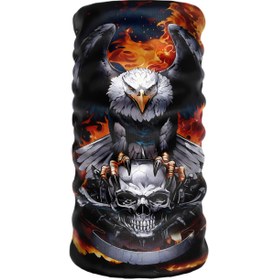 Resim Crown Micro Kuru Kafa - Kartal Baskılı Bandana - Motosiklet Buff - Boyunluk, Maske, Kask Altı Balaklava 