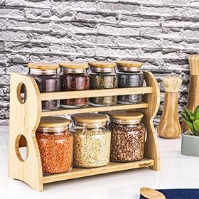 Resim Bambum Bench Standlı 8 Parça Cam Baharat Takımı 