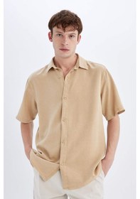 Resim DeFacto Regular Fit Yazlık Tensel Kısa Kollu Gömlek C4313AX24HSBG732 