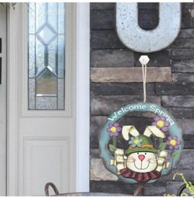 Resim Zcjb Mutlu Paskalya Tavşanı Ahşap Tabela Asılı Plak-65433 