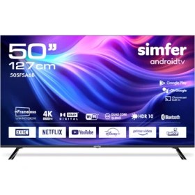 Resim Simfer 50SFSA6B 4K Ultra HD 50" 127 Ekran Uydu Alıcılı Android Smart LED TV 