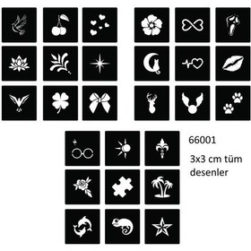 Resim Golecha Kadın Deseni Geçici Dövme Tattoo Şablonu 27'li 3 CM 