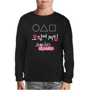 Resim Squid Game - Üçgen Siyah Çocuk Sweatshirt Siyah 