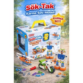 Resim Hanye Sök-Tak Karma Seti Modeli - Oyuncak Söktak 5'i Bir Arada Çanta Modeli - Lego Setleri 