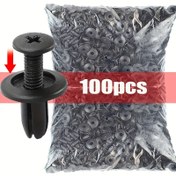 Resim 100 Adet 8mm Plastik Çiviler Hızlı Bağlantı Elemanları Vida Araba Tampon Çamurluk Siyah Çivili Araba Bağlantı Elemanları Için Odak Kia Nissan Yamaha Için 
