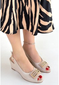 Resim Sepet365 Mamba Bej Cilt Dolgu Topuk Ayakkabı Çok Renkli 