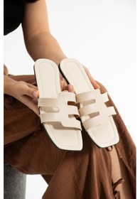 Resim Bej Biye Kadın Terlik Ev Ve Dış Mekan Terliği Bej 