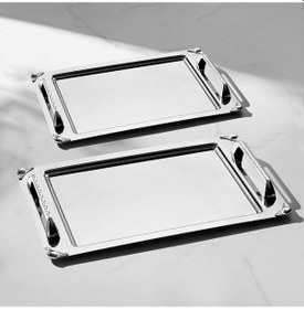 Resim Nehir Vega Saten 2'li Çelik Tepsi Seti 