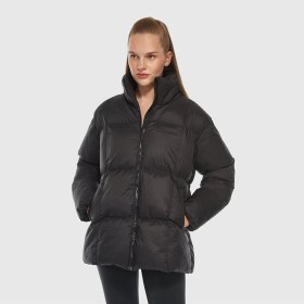 Resim New Balance NB Lifestyle Kadın Ceket Uzun Kol Midi Kesim Kalıbı Düz Desenli Siyah 