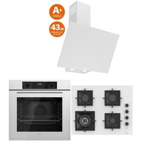 Resim Ferre QBL63CB + SC406 + D078-SA Icon Plus 65 Serisi 3'Lü Cam Ankastre Set 