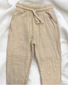 Resim Nanica Kids Erkek Bebek Keten Beli Lastikli Bol Paçalı Pantolon-14077 Bej 