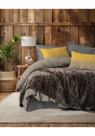 Resim Cotton Box Oyster Battaniyeli Çift Kişilik Nevresim Takımı Kahve 