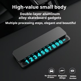 Resim Yeni Geçici Park Ediş Numarası Plakası, Gizli Telefon Numarası Gösterimine Sahip, Dayanıklı Alüminyum Alaşım Malzemeden Yapılmış, Araç Gösterge Paneli Süslemesi İçin Uygun, Park Alanı İşaretçisi | Şık Görünüm | Manyetik Gösterim 