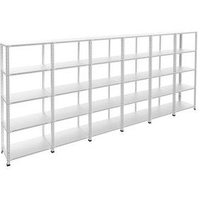 Resim Rafburada 5 Katlı 6'lı Galvaniz Çelik Raf - Depo, Arşiv, Kiler, Dosya, Market Rafı-31x93 cm-250 cm-1.00 mm 
