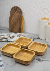 Resim Bambu Kase Seti - 4lü Kase Takımı - 260 Ml, 14 Cm - 4 Parça Sarı 