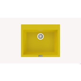 Resim Polex Cristalüx Granit Evye P-X60 Sarı Tezgah Altı Ve Tezgah Üstü Kare Mutfak Evyesi 60x50 CM 