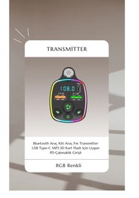 Resim Neffo Fm Radyo Bluetooth Transmitter Usb Type-c Mp3 Sd Kart Flash 