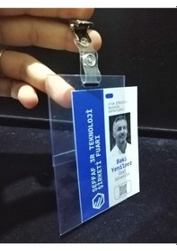 Resim Pvc Mandallı Yaka Kartı İsimlik 7x10 Cm Dik Yaka Kartı Kıskaçlı 