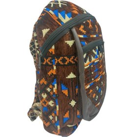 Resim Anatolian Carpet Hand Made Design Sırt Çantası - Heybe Çanta - Deri Işlemeli -kahverengi Kahverengi 