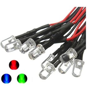 Resim 24v 5mm Şeffaf Flaşör Rgb Hızlı Mantar Led 0,22mm²20 Cm Kablolu 5adet 