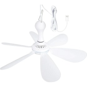 Resim Sessiz 6 Kamp Yatağı Yatağı Çadır Için USB Powered Tavan Kanopi Fan Asma Fanı Bırakır (Yurt Dışından) 