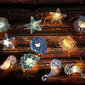 Resim Bakır Tel LED Işıkları - Ev Dekoru, Partiler, Düğünler ve Festivaller için Yıldız Balığı, Deniz Atı, Kabuk ve Salyangoz Tasarımları, Pil Gücüyle Çalışır, 36V Güvenli, Pil Dahil Değil, Festivite Uygun Aydınlatma | Zihinsel Aydınlatma | Pil Gücüyle Çalışan Işıklar, Sualtı Temalı Dekorasyonlar 