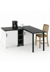 Resim Sara L Mutfak Adası - 2 Kapaklı - Çok Amaçlı Dolap - Alt Modül - Kiler - 130 Cm Antrasit - Beyaz 