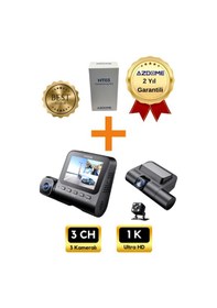 Resim V600 3 Kameralı Araç Kamerası + Obd Park Modu Kiti Full Hd Kayıt, Gece Görüş, Geniş Açı 