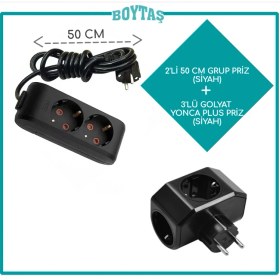 Resim Viko 2'li Siyah Grup Priz + Siyah Yonca Plus Golyat 