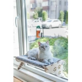 Resim Cekar Store Cama Asılan Vantuzlu Kedi Yatağı (Gri, X-Large) 