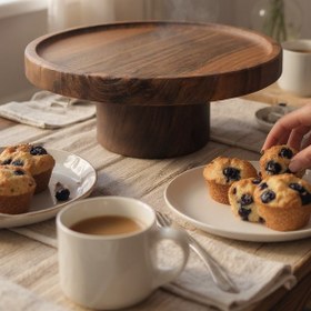 Resim Demycraft Artizan Ceviz Ağacı Ayaklı Pasta Kek Standı 