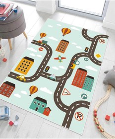 Resim VİVİCAHOME Dijital Baskı Kaymaz Taban Makinede Yıkanabilir Çocuk Odası Halısı Bebek Odası Halısı VCH 