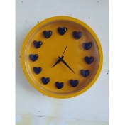 Resim Bahat Sarı Lacivert Taraftar Kalpli 3D Duvar Salon Ofis Saati 22 cm 