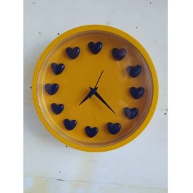 Resim Bahat Sarı Lacivert Taraftar Kalpli 3D Duvar Salon Ofis Saati 22 cm 